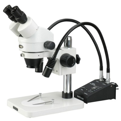 AmScope 7X-45X Circuit Inspection Zoom Power Stereo Microscope with Gooseneck LE