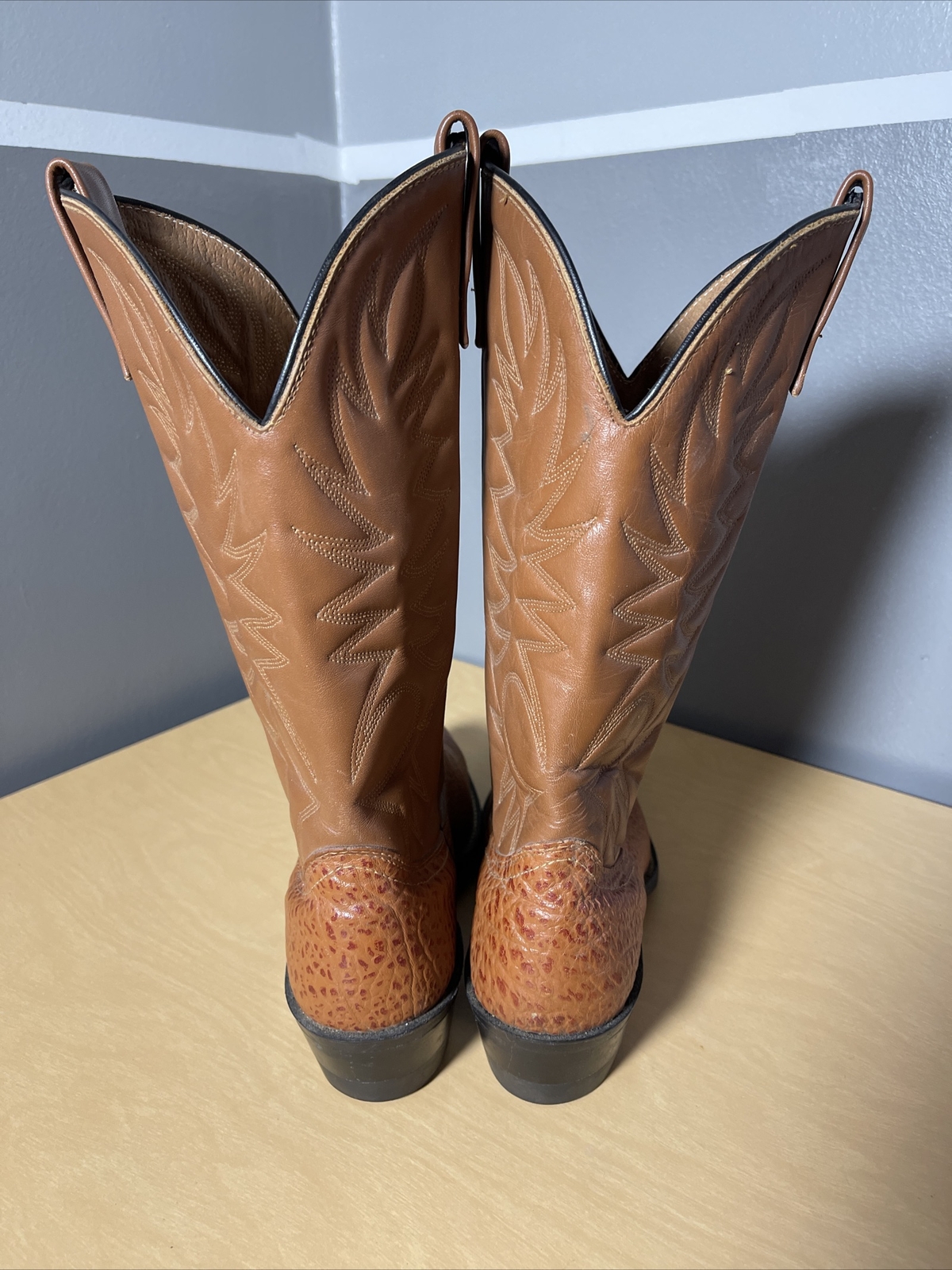 DoubleH Ostrich Leather Cowboy Boots Made In USA Men… Gem
