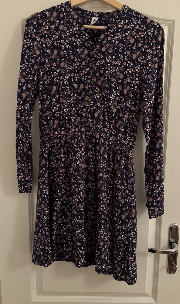 Kleid langarm, Yigga, Größe 158/164 dunkelblau mit Blümchen