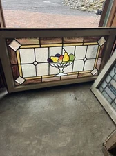 SG4681 Antique Stained Glass fruit bowl Transom Window 20.5 x 36.5￼