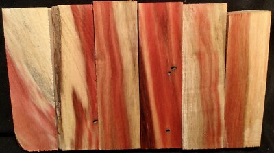 K D Flaming Red BOX ELDER  Pen Blanks/KnifeScales 6-pcs. 7/8  Sq. X 3  B-5