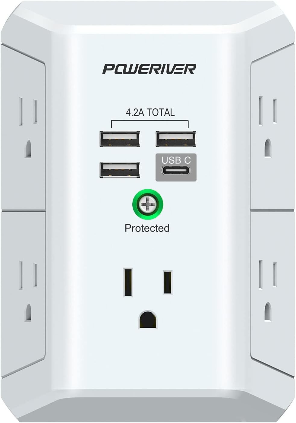 Surge Protector with 4 USB Ports - Multi Outlet Extender for Home-image