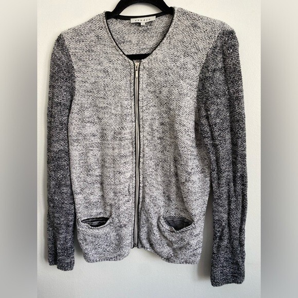 Sandro Tweed Pattern Evening Zip Jacket • Gray Fa… - image 2