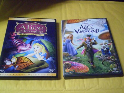 (2) Alice in Wonderland DVD Lot: Disney Animated + Tim Burton & Johnny ...