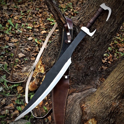 Sword Custom Handle Custom Handmade Sword Carbon Steel Viking Sword Leather Handle Double ...