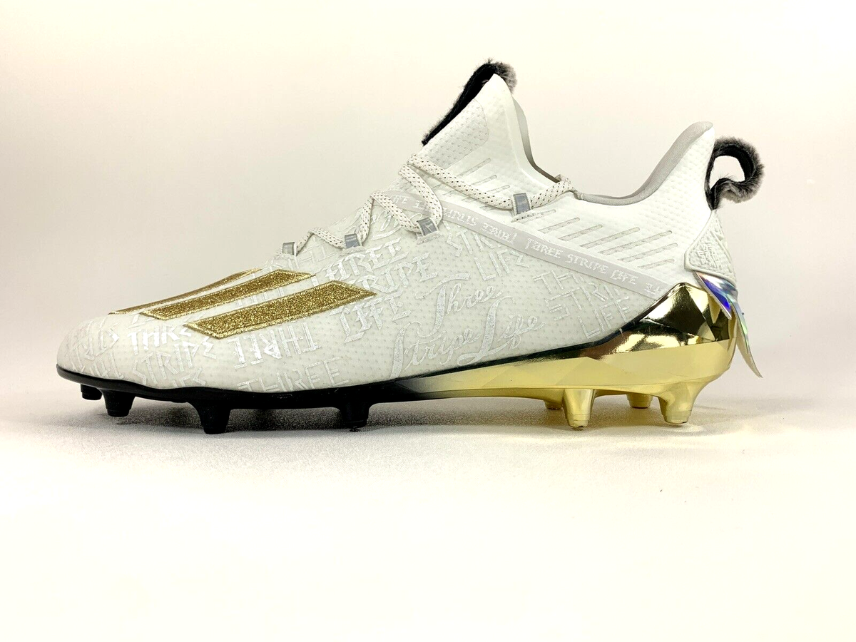 Adidas Adizero Three Stripe Life White Gold Football Cleats Adidas Adizero Three Stripe Life White Gold Football Cleats