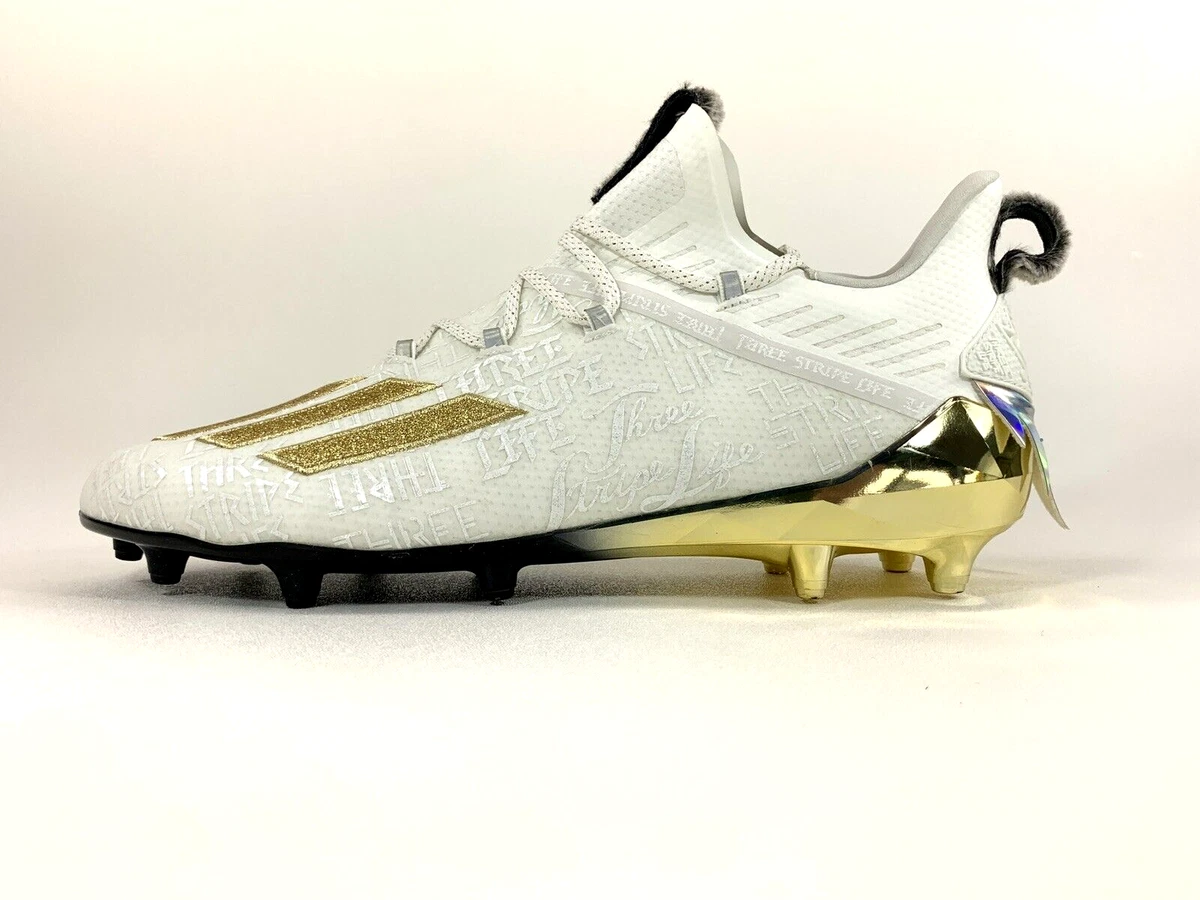 Adidas Adizero Three Stripe Life White Gold Football Cleats Men s Size 15 FW4106