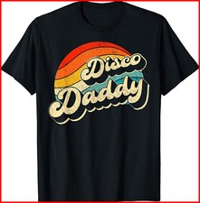 Disco 70's Costume Mens Women Retro Disco Daddy Black Cotton T-Shirt S-5XL