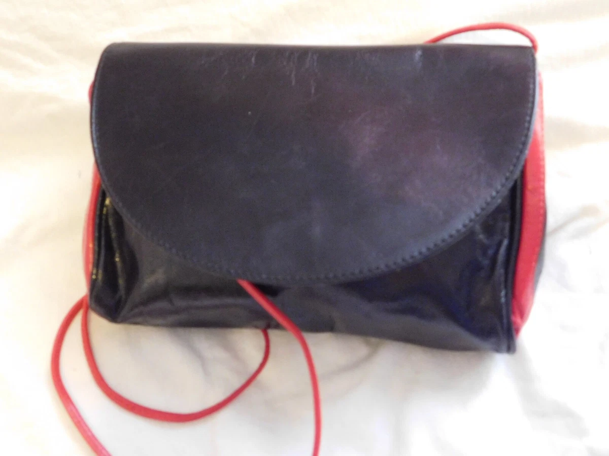 CHANDLERS Black Red Patent Leather Crossbody Bag Designer Purse made in SPAIN