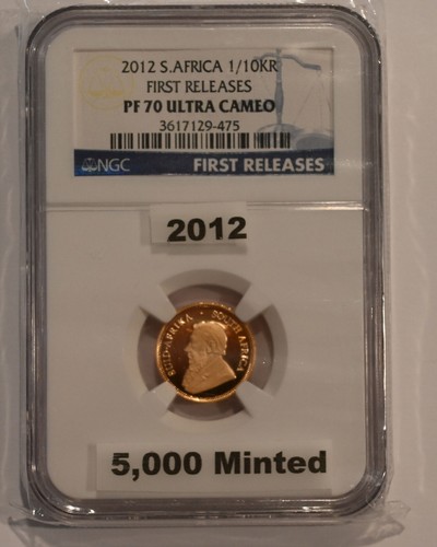 2012 SOUTH AFRICA 1/10 oz Gold Krugerrand NGC PF70 Ultra Cameo low mintage!! - Picture 3 of 3
