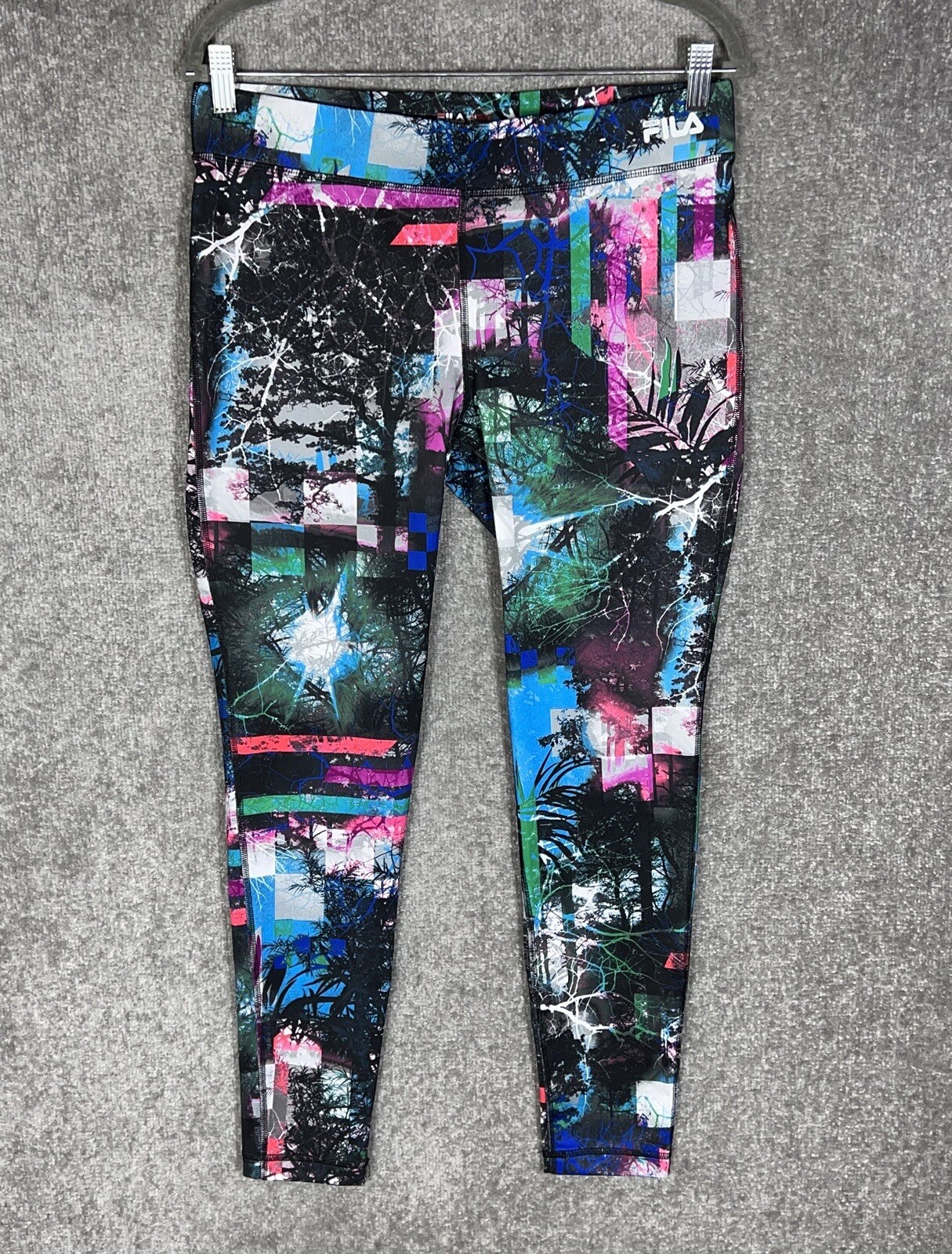 Leggings da corsa mimetici Fila Sport Performance Tree donna taglia media
