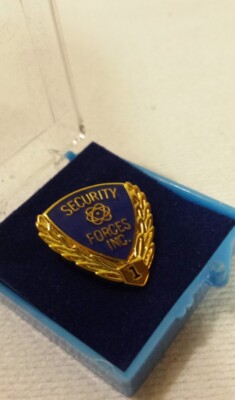 Award Pin Security Forces Inc 1 Year Loyal Service Pin Goldtone w/ Blue ...