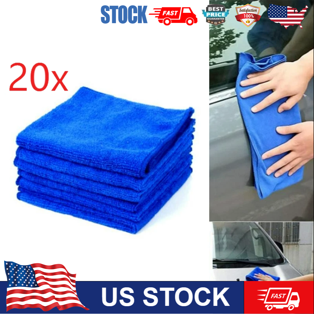 20Pcs Premium Microfiber Car Detailing Towels 25x25cm for Polishing & Cleaning