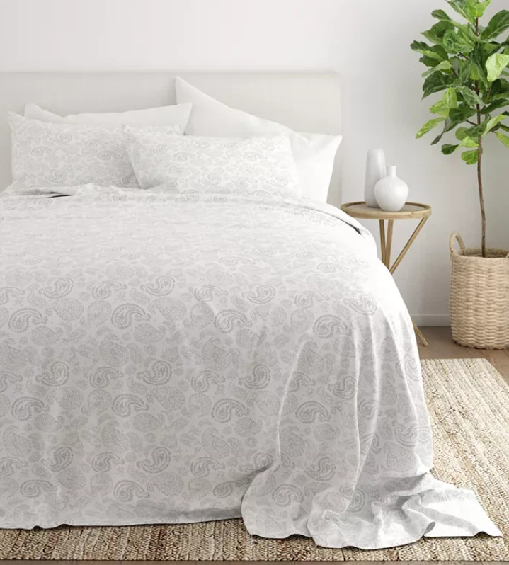 Ienjoy Chic Premium patrón ultra suave 4 piezas Juego de sábanas, gris completo grueso Foto 2 de 4