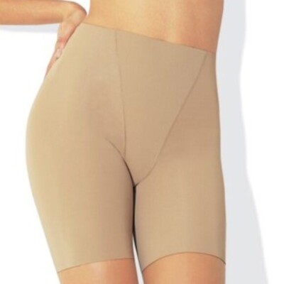 Shaper M  Slimming Waist Tummy Hips Bike Short Mid Thigh Beige Wicking Cool Soft
