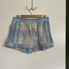 Gap blue plaid pull on elastic waist shorts size medium
