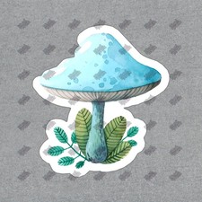 Blue Mushroom Vinyl Sticker Nature Decal for Laptops, Water Bottles, 211347