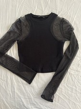 Pre-Owned Zara Black Size Small Cropped Sheer...
