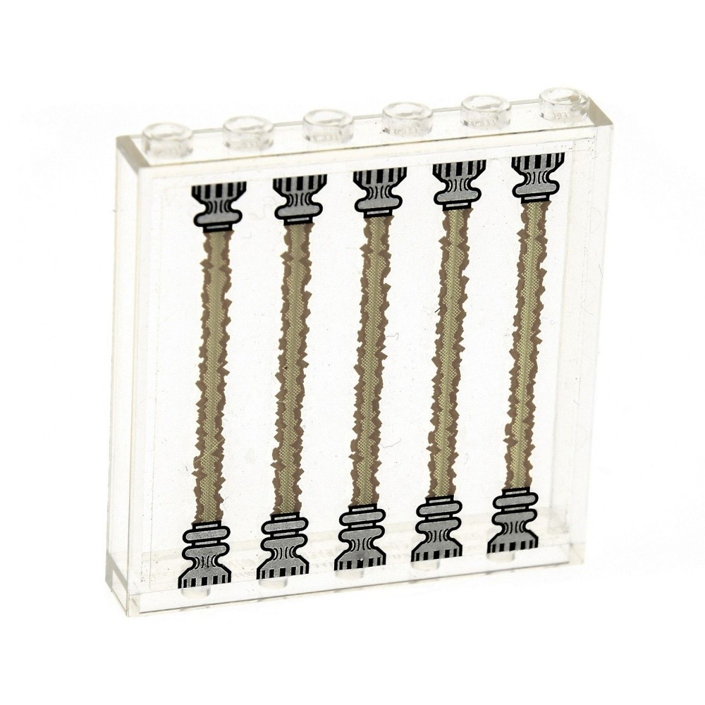 1X Lego Panel 1X6X5 Transparent White Window Laser Reverse 59349PB034