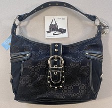 Kathy Van Zeeland Black Signature Gold Studded Handbag NWT