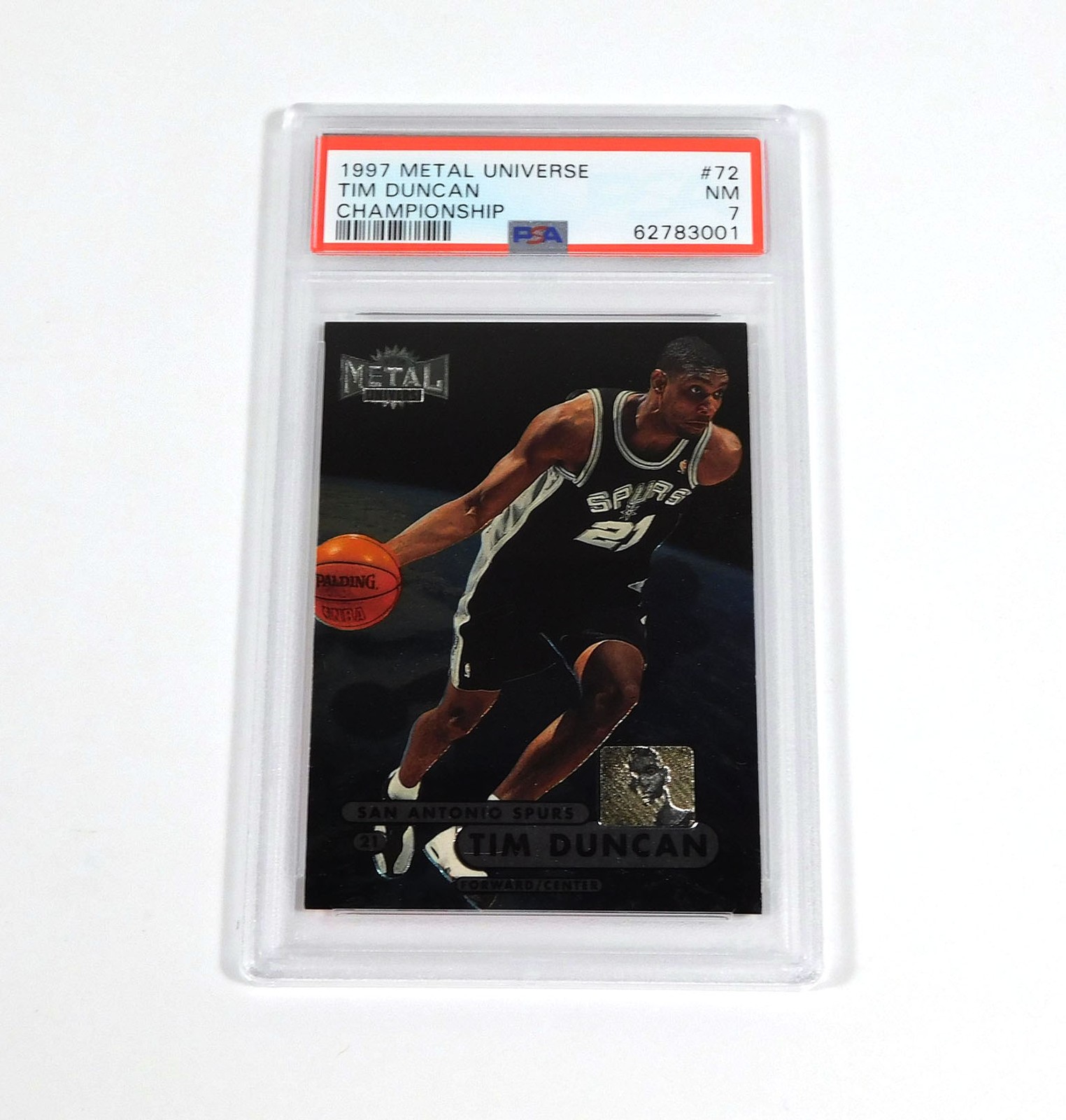 1997-98 Metal Universe Tim Duncan #72 Rookie Championship Spurs PSA 7