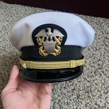 US Navy Reserve Officer Hat Bancroft Cap Military Vintage  Needs Cleaning 7-1/8