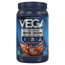 Vega Performance Protein + Creatine Plant Based Vegan Powder - Chocolate -23.4oz