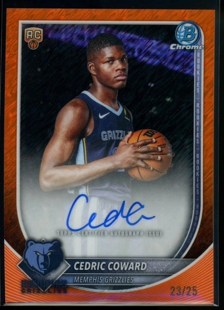 Cedric Coward Rookie Auto 23/25 Orange Shimmer 2025-26 Bowman Chrome Jersey# 1/1