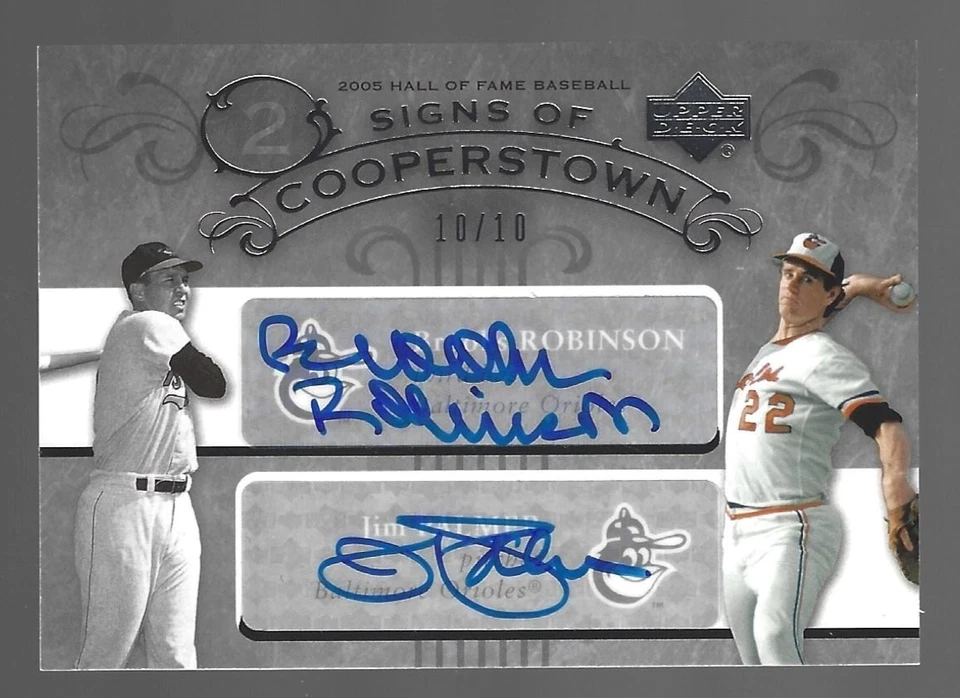 Brooks Robinson Jim Palmer 2005 Upper Deck Hall Of Fame Signatures Auto 10/10 - Image 1 of 3