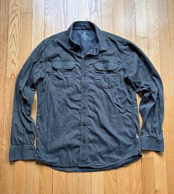 Kuhl Mountain Grown Men s Long Sleeve Flannel Shirt Small Gray Green Solid