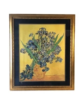 Vincent Van Gogh Irises Framed/Matted Print-28”x24” Under Glass.   Iris Bouquet