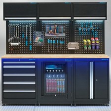 Datona  Werkstatteinrichtung 204 cm + Eichenholz-Arbeitsplatte  K&uuml;hlschrank  5