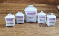Vintage Miniature Porcelain Doll Canister Set Rice Ginger Pepper Cinnamon Nutmeg