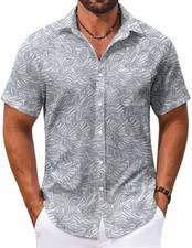 Men's Hawaiian Shirt Short Sleeve Button Down Tropical Beach Summer Lightweight