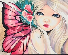 Nico Niemi Original Watercolor & Acrylic on Paper "Fae Pearl" Signed