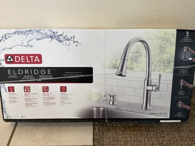 #ad Delta Eldridge Single Handle PullDown Kitchen Faucet ShieldSpray Chrome Finish $119.00