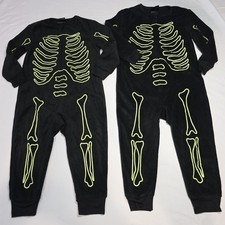 Hyde Eek 2T 3T Large Glow IN Dark Skeleton One Piece 2 Pajama Sets Halloween