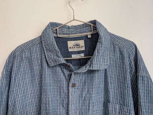 Camicia Mantaray blu bianca a righe manica lunga taglia 3XL (T36) - Foto 2 di 8