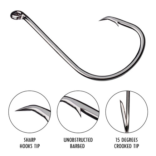 Lot 100pcs High Carbon Steel Hooks Octopus Black Fishing Hooks Barbed 1#-8/0# - Afbeelding 1 van 15
