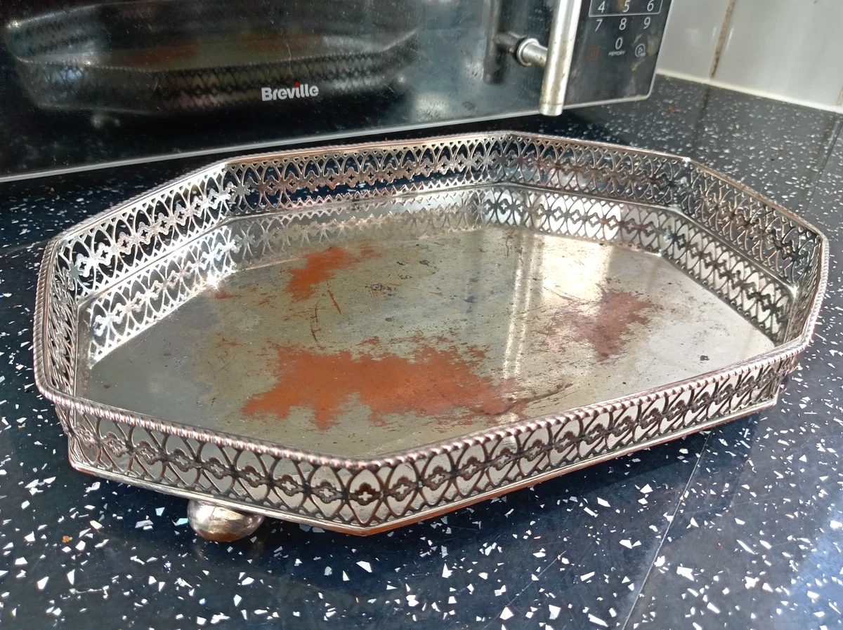 Copper Tray in Antique Silver Plate Plates, Platters & Trays for