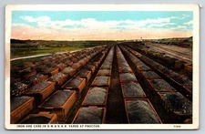 Iron Ore Cars in D.M.&N. Railroad Yards Proctor Minnesota MN c1920 Postcard
