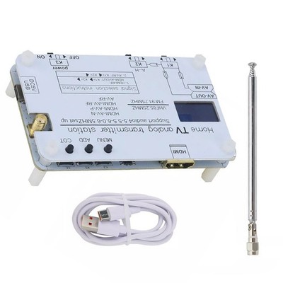 1Pc White Analog TV Signal Transmitter Home Analog TV Transmitter w/ OLED Screen
