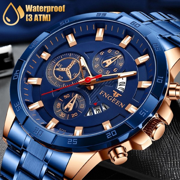 Reloj Hombre Impermeable Acero Inoxidable Cuarzo Clásico Luminoso de Negocio 4