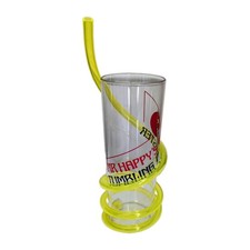 2 Mr Happy Kinder Kunststoff Becher mit wirbelndem Strohhalm Trinkbecher verschiedene Farben