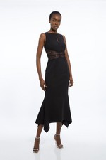 Karen Millen Bodycon Midi Dress UK8 in Black RRP £199