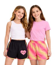 Girls Athletic Shorts - 2 Pack Performance Running Shorts for Girls with Matc...
