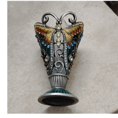 Decorative Butterfly  Pewter  zarf with enamel  