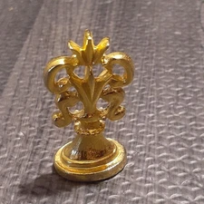 Vintage Brass Wax Seal Stamp - Fleur-de-Lis Handle with Letter D Design Initial