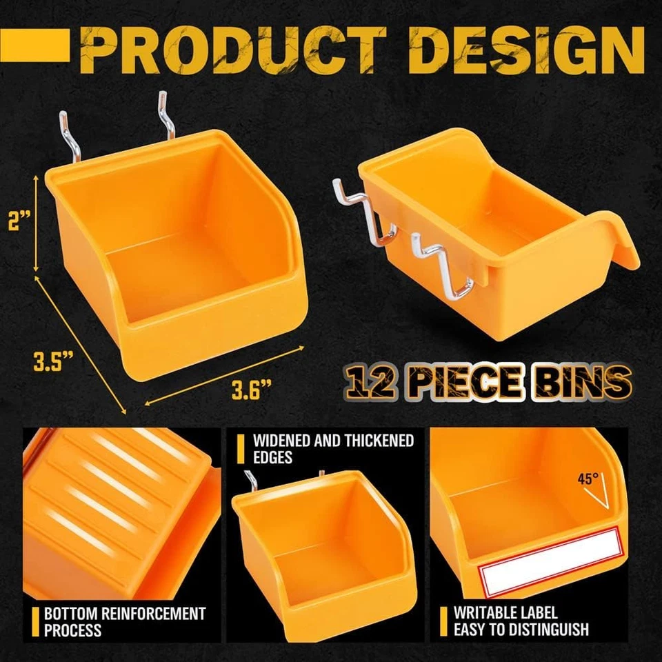 260 Piece Pegboard Hooks 1/8 and 1/4 Inch Peg Board Organizer Accessories with P - Image 4 of 4