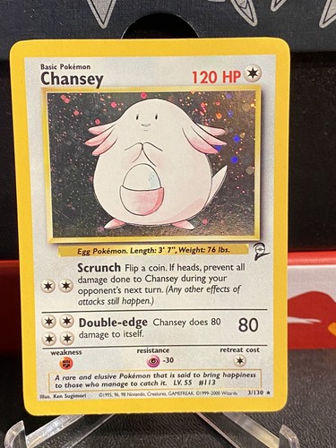 10 Chansey 3/130 Base Set 2 Holo Foil Rare Pokemon Card Light Play - Near Mint